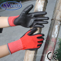 NMSAFETY 13 gauge red liner garden working safety pu gloves